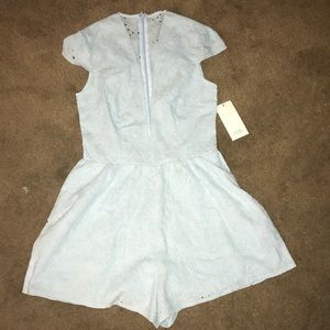 Tobi Light Blue Eyelet Romper XS
